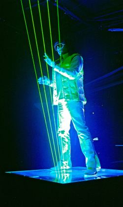 Fred playing with Extreme Beam lasers