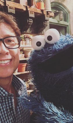 Fred with new grouchy friend Cookie Monster